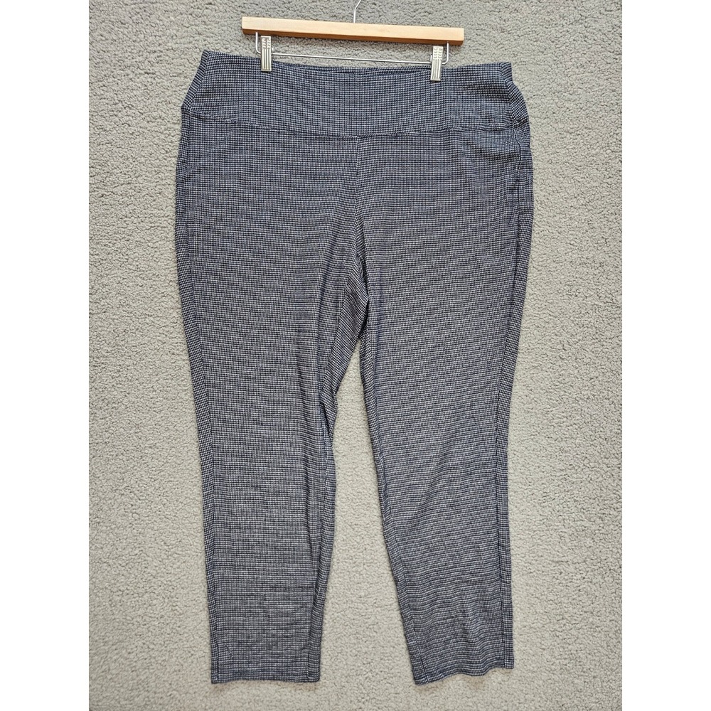 J. Jill Wearever Leggings 2X Navy Blue Houndstooth Stretch Pull On Crop Pants